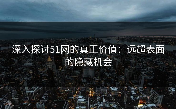 深入探讨51网的真正价值：远超表面的隐藏机会