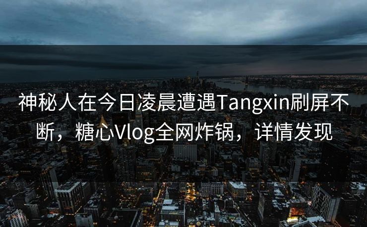 神秘人在今日凌晨遭遇Tangxin刷屏不断,糖心Vlog全网炸锅,详情发现