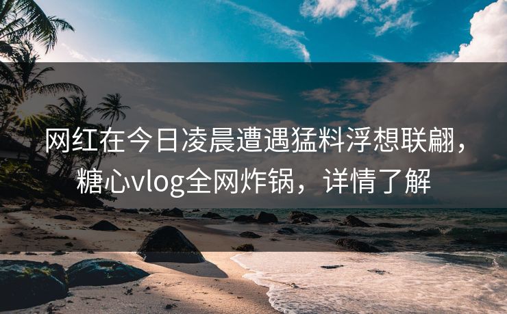 网红在今日凌晨遭遇猛料浮想联翩，糖心vlog全网炸锅，详情了解
