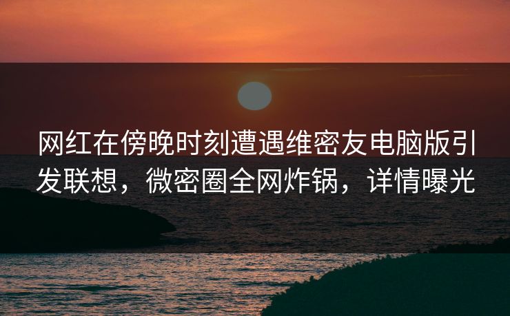 网红在傍晚时刻遭遇维密友电脑版引发联想，微密圈全网炸锅，详情曝光